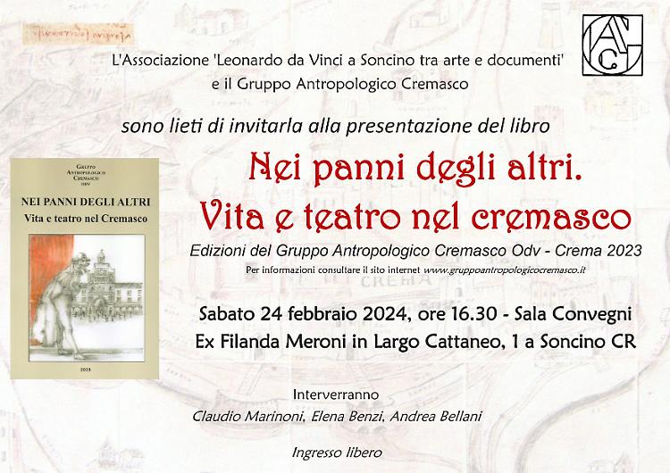 Presentazione del libro "Nei panni degli altri". Vita e teatro nel Cremasco
