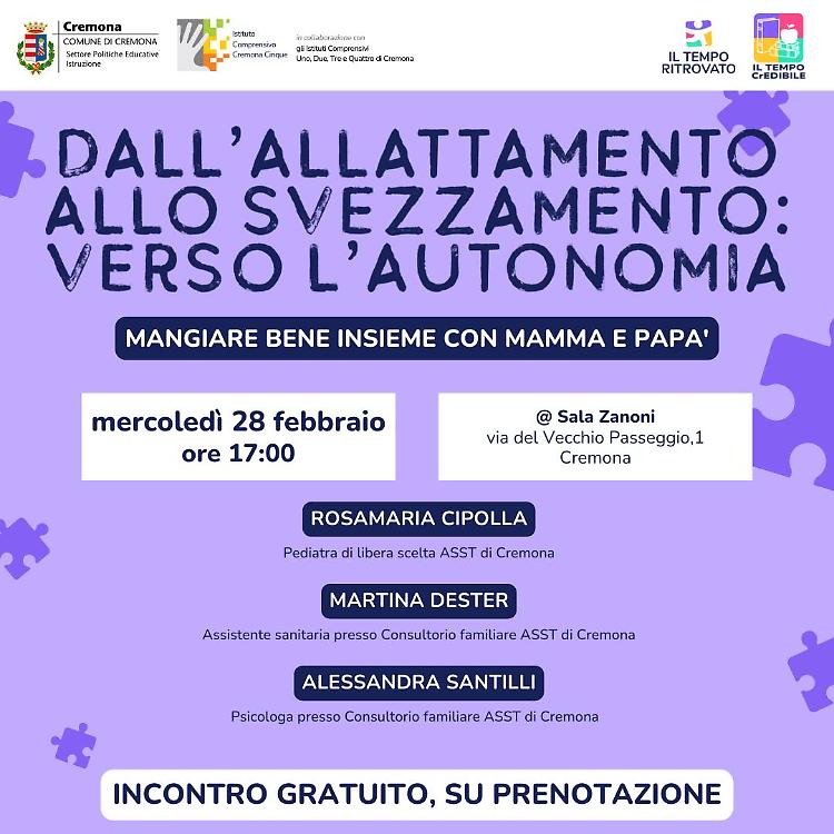 Incontro: Dall'allattamento allo svezzamento
