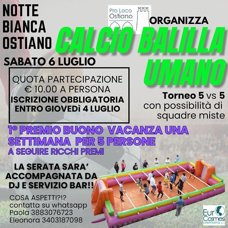 Notte Bianca con Calcio Balilla Umano