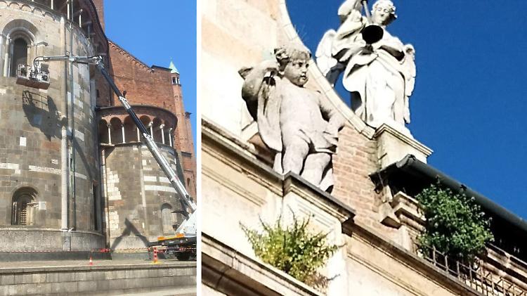 Duomo, gronde pulite ma le erbacce restano