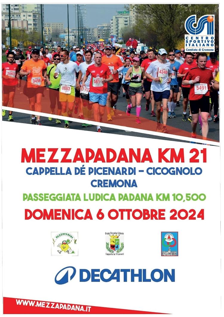 Mezzapadana: gara di corsa km 21 + passeggiata ludica km 10,5