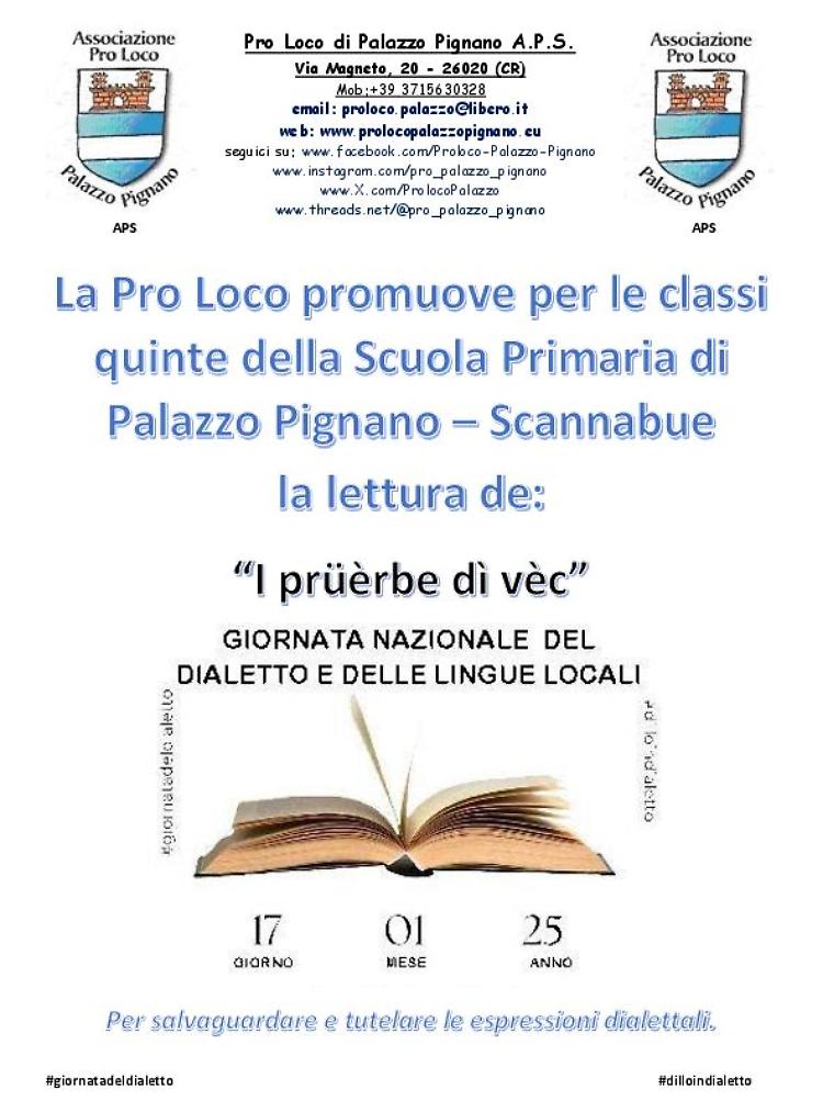 "I prüèrbe dì vèc" lettura per le classi quinte SP