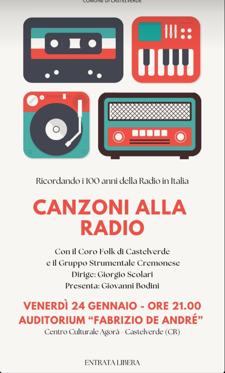Evento: "Canzoni alla radio - Ricordando i 100 anni della Radio in Italia" 