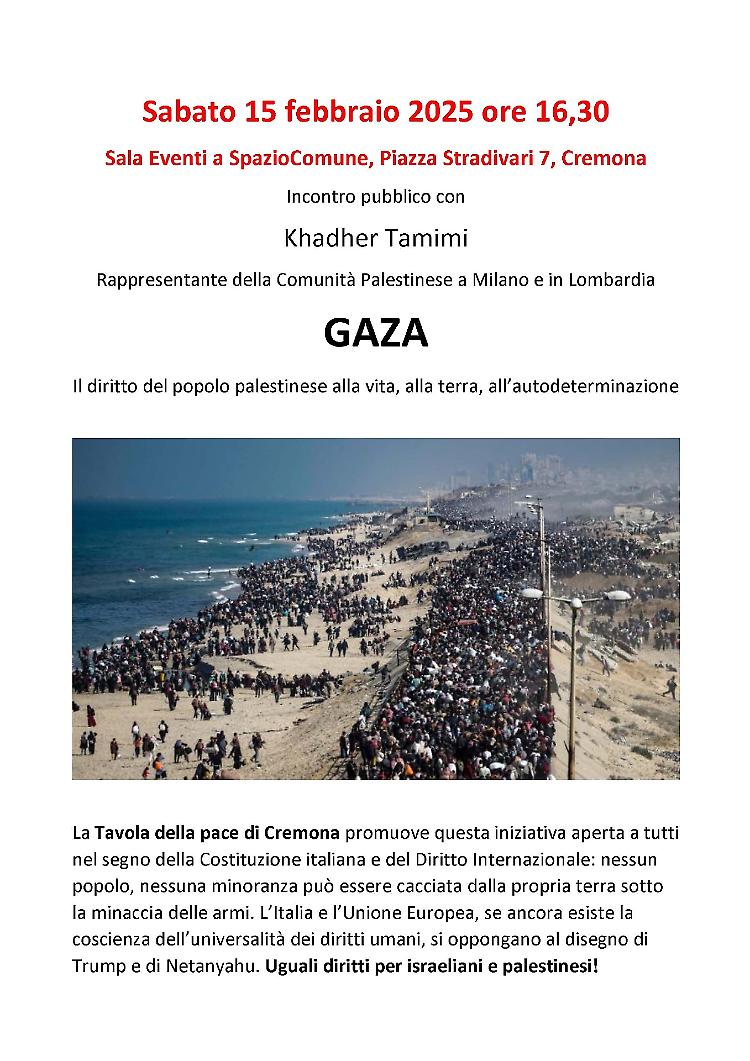 GAZA: Incontro pubblico con Khadher Tamimi 