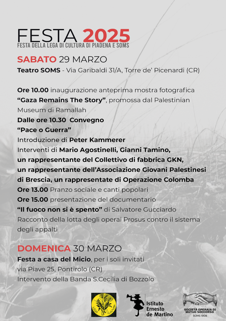 Festa della Lega di Cultura di Piadena e SOMS 2025: cultura, memoria e tradizione