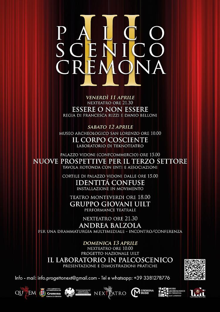 "Palcoscenico Cremona" 3 giorni di eventi teatrali e culturali