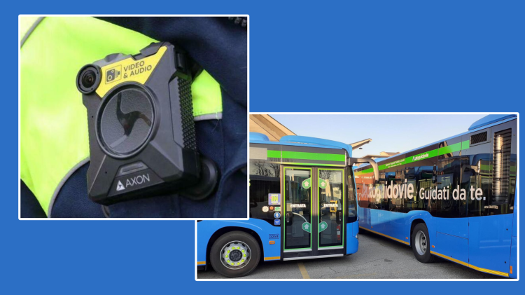 Personale sul bus con la bodycam
