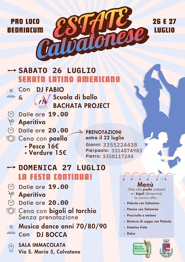 Estate Calvatonese: musica, balli e ottimi piatti