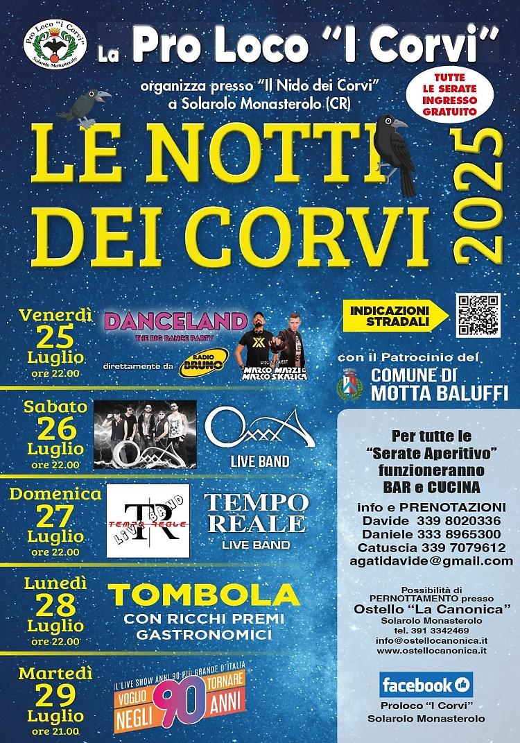 Le notti dei Corvi 2025: 5 notti di festa spettacolare