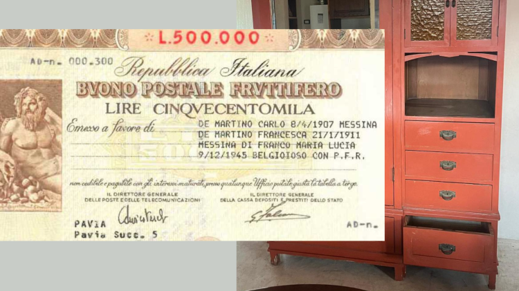 Compra una vecchia credenza online e trova buoni postali da 181mila euro: ora cerca gli eredi