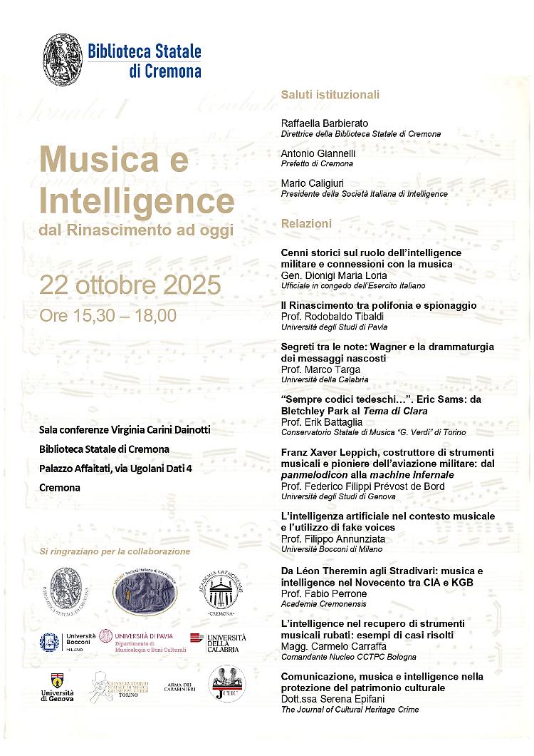 Incontro di studio Musica e Intelligence