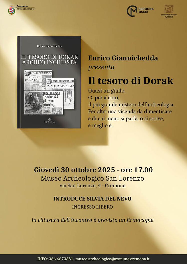 Incontro: Enrico Giannichedda e “Il tesoro di Dorak”