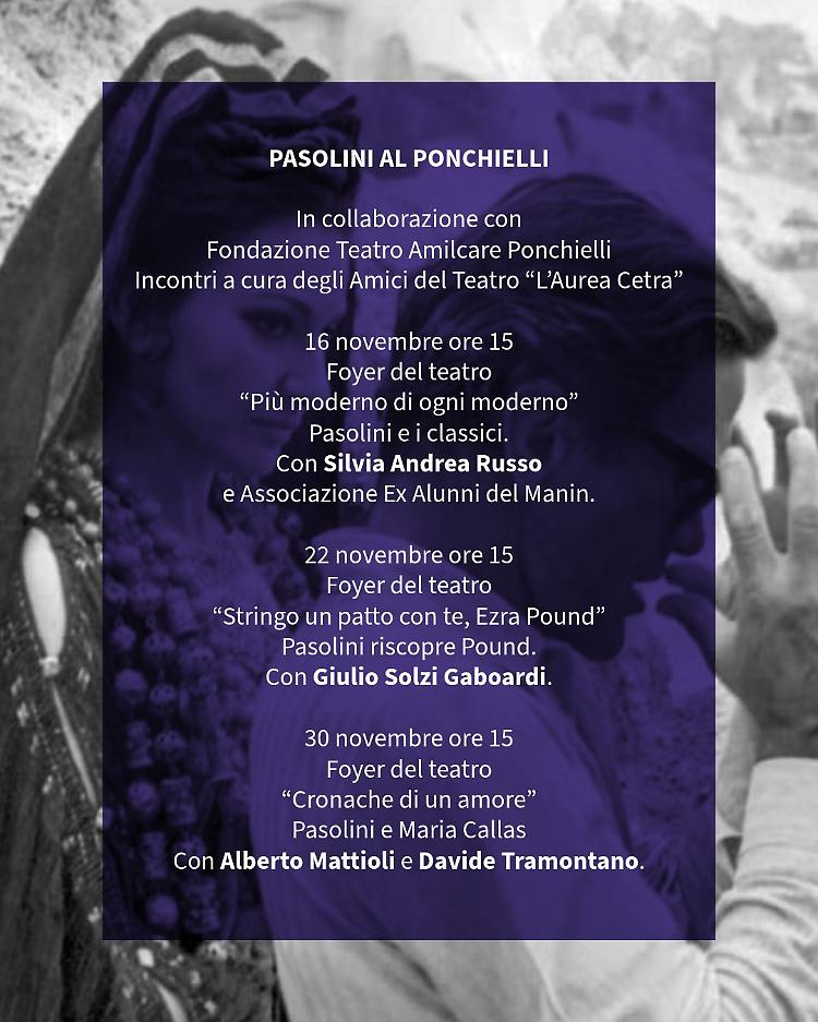 Rassegna "Pasolini al Ponchielli: tra antico e contemporaneo" 
