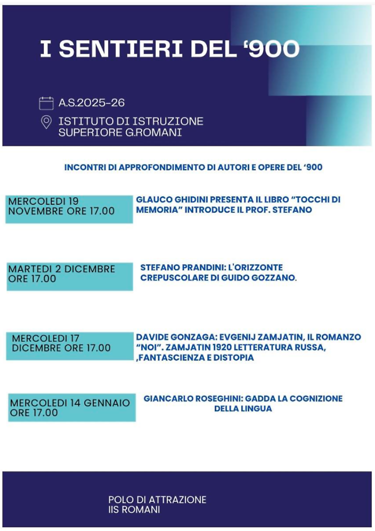 I Sentieri del 900 - 4 incontri con 4 autori, italiani e non