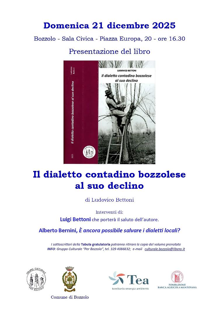 Presentazione del libro "Il dialetto contadino bozzolese al suo declino"