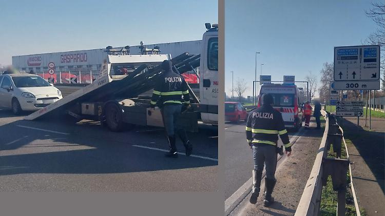Schianto a catena fra tre auto in tangenziale